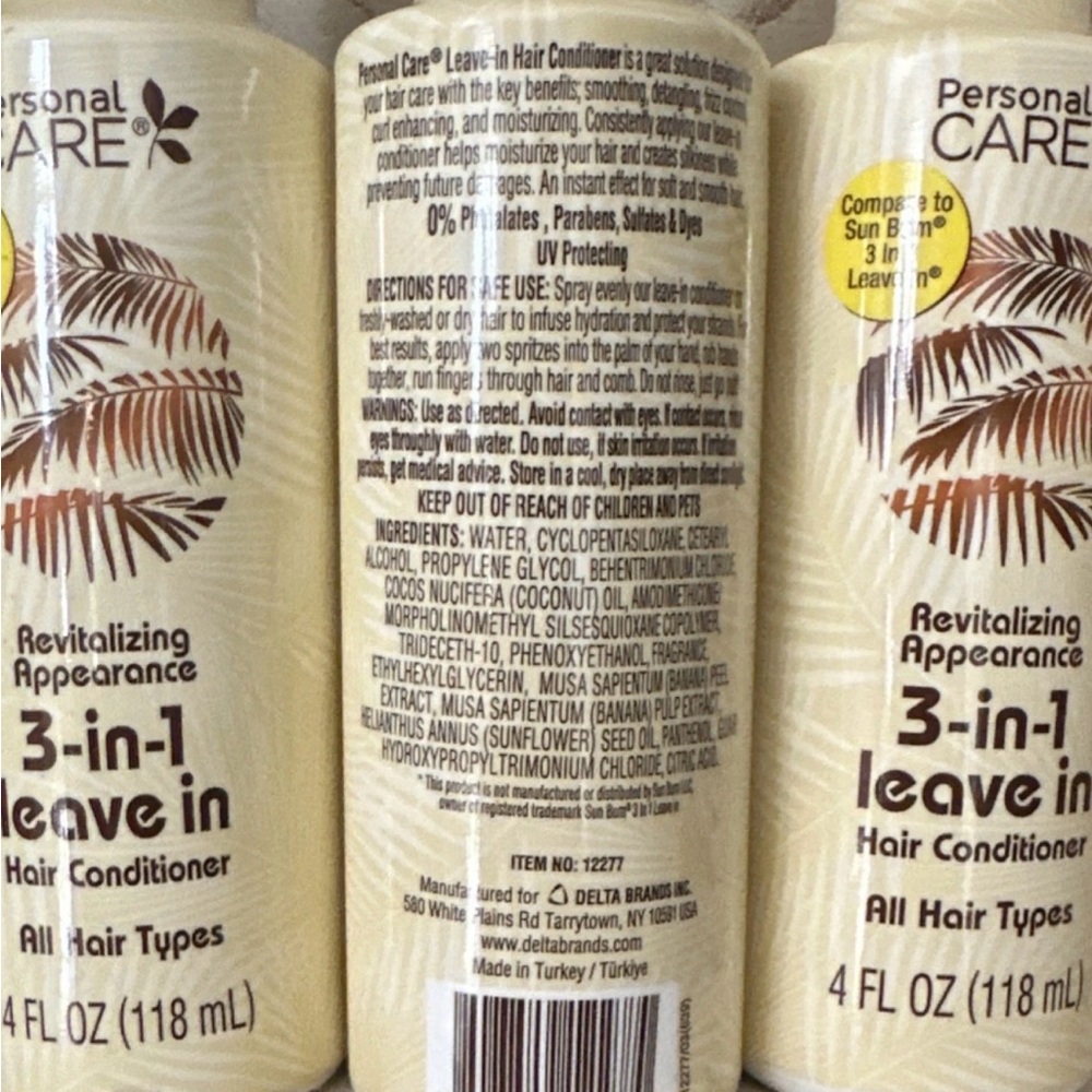 Lot of 3 Personal Care 3-in-1 Leave In Hair Conditioner 4oz Each - Picture 2 of 4